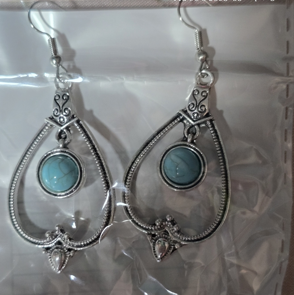 Elegant Silver and Turquoise Earrings